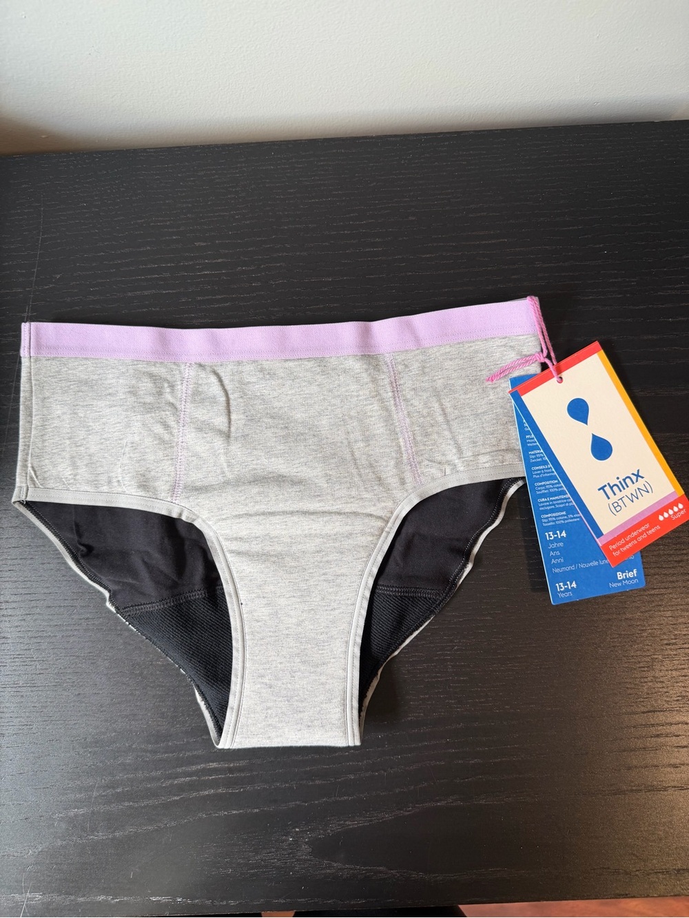 Thinx All Day Brief with Purple Waistband and Black Liner